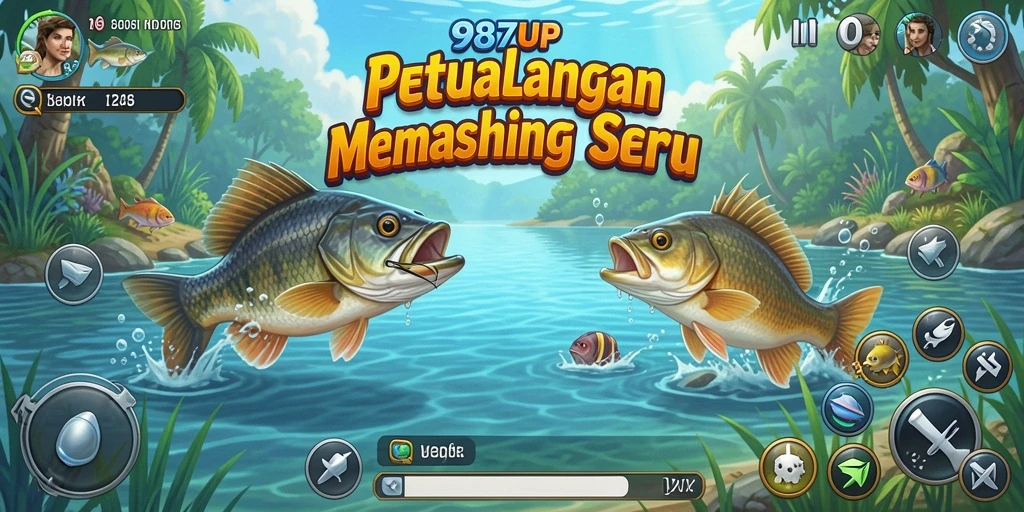 Tampilan gameplay 987UP yang seru saat memancing.