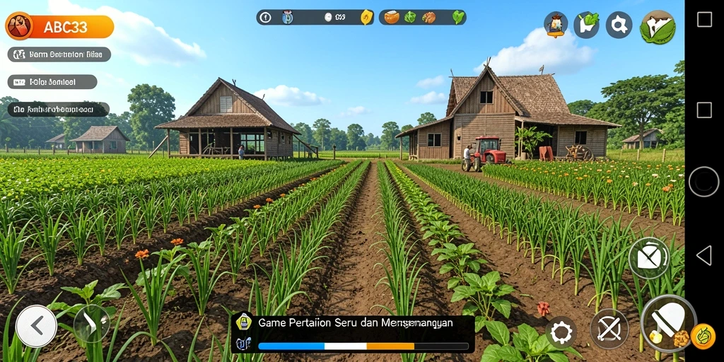 Tangkapan layar gameplay ABC33 yang memperlihatkan aktivitas bertani.