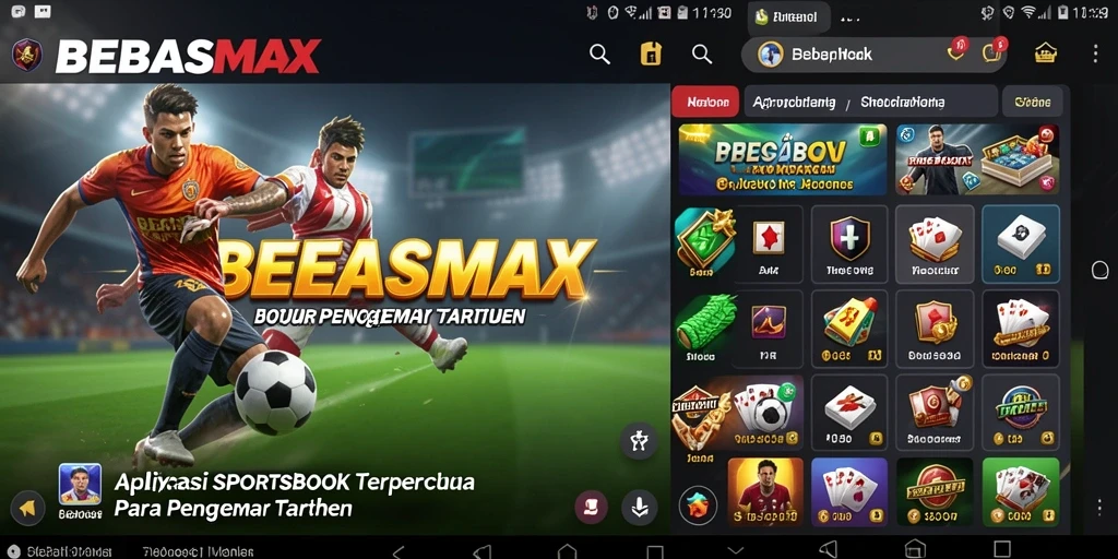 Tampilan antarmuka BEBASMAX saat melakukan taruhan olahraga.