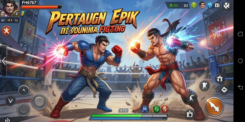 Screenshot gameplay FH6767 menunjukkan pertarungan seru antara karakter-karakter unik.