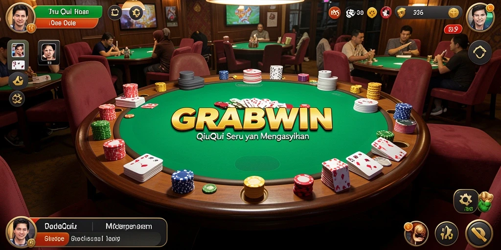 Tampilan menarik dari gameplay QiuQiu di GRABWIN.