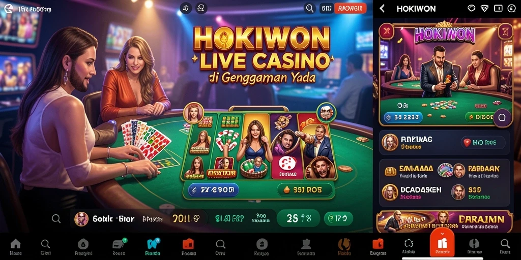 Tampilan gameplay Live Casino HOKIWON yang menarik dan interaktif.