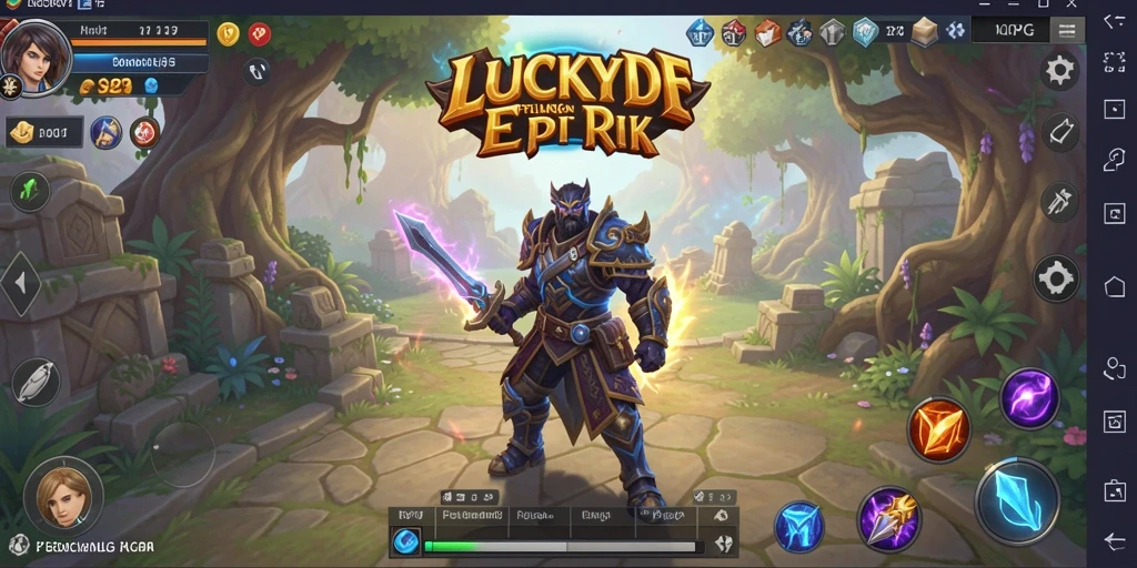 Menampilkan aksi seru dalam petualangan RPG LUCKYDF.