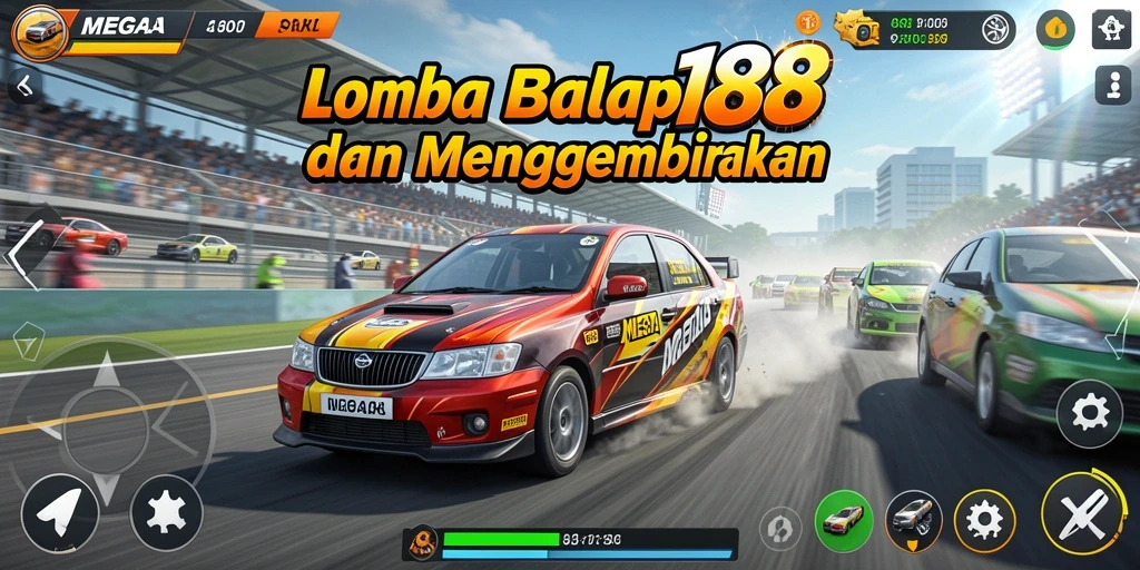 Gameplay balap intens dan mendebarkan di MEGA188.