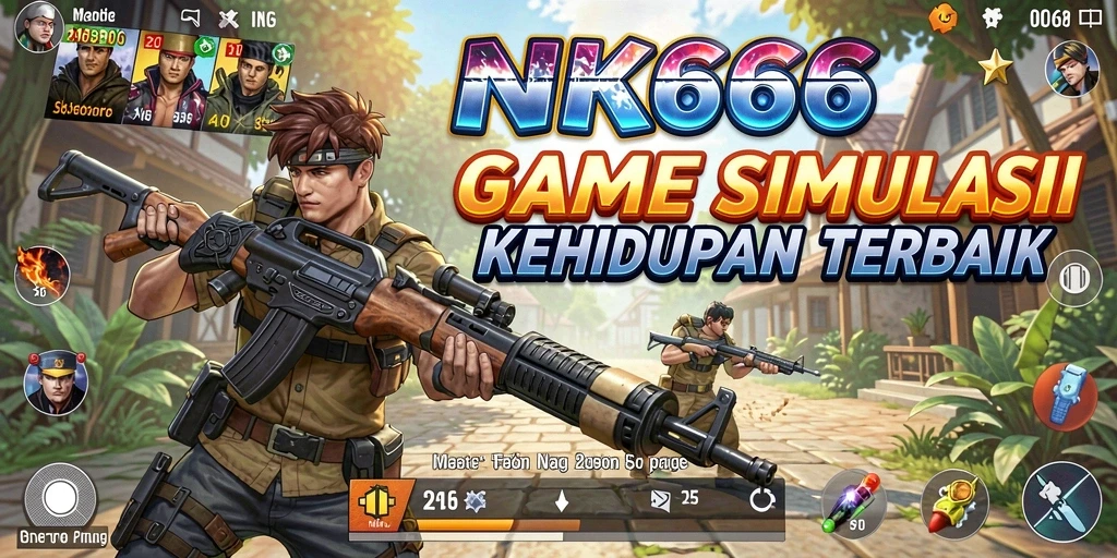 Screenshot gameplay NK666 menunjukkan karakter berinteraksi dalam dunia virtual.