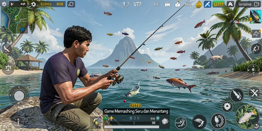 Tampilkan gameplay memancing yang seru dan mengasyikkan di UT77.